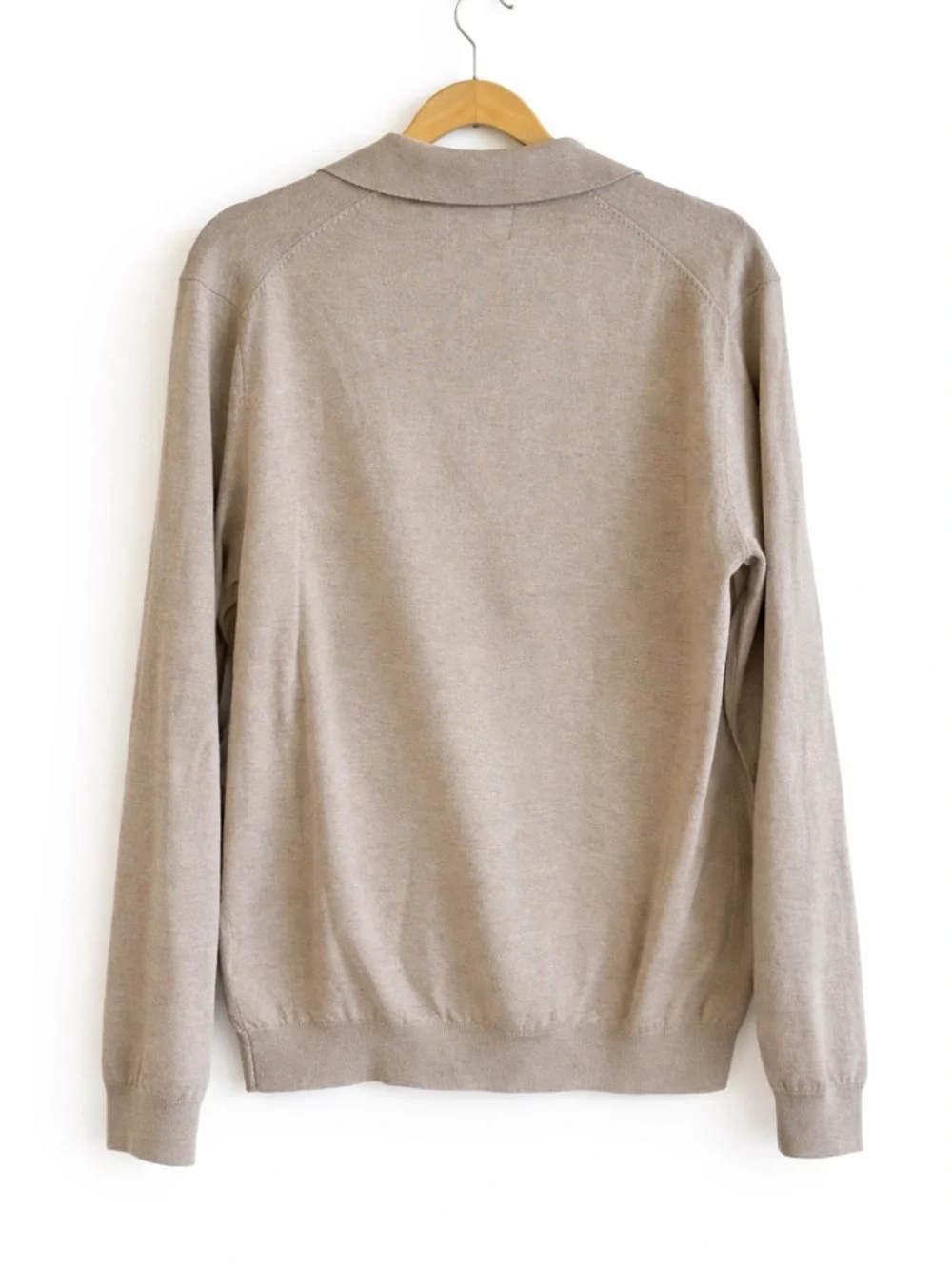 Le 31 Simons Knit Polo Sweater Organic Cotton TENCEL™ Beige Size M Minimal - Picture 2 of 4